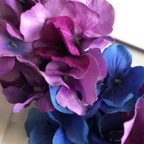 3/$10 Blue Purple Hydrangea Azalea Floral Decor Twine Tweed Hoop Wreath - Picture 4 of 6